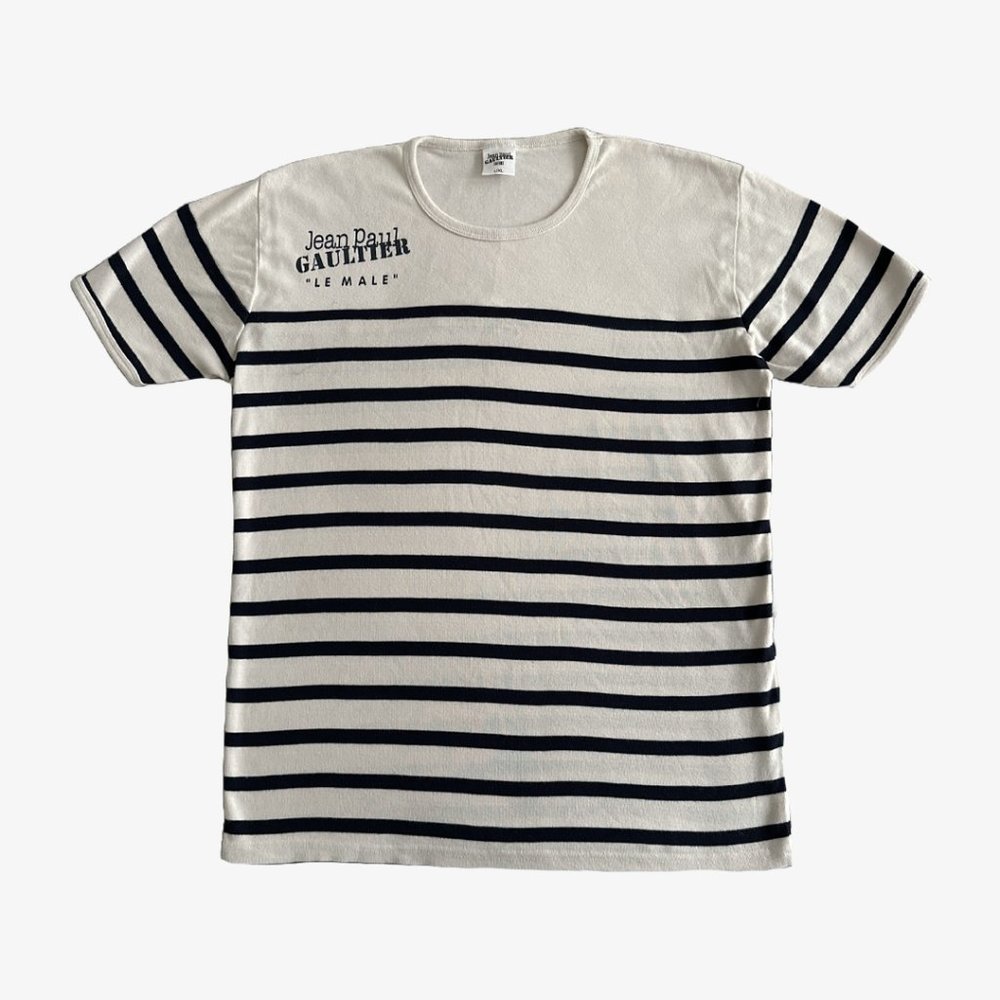 JEAN PAUL GAULTIER LE MALE PARFUM Striped Short Sleeve T-Shirt